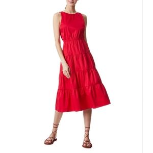 NWT Alice+Olivia Hartley Gathered Dress, Size 14, Color Ruby Red